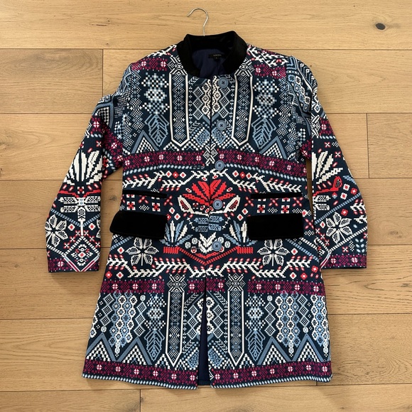 Floryday Multicolor Patterned Longline Jacket Size L - Picture 2 of 6